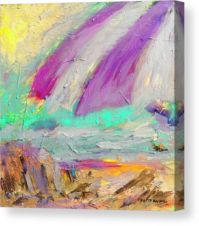 Beach Umbrella Canvas Print featuring the painting Beach Umbrella by Patty Kay Hall