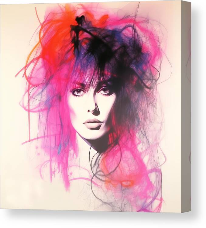 Neon Canvas Print featuring the painting Beauty Portrait No.3 by My Head Cinema