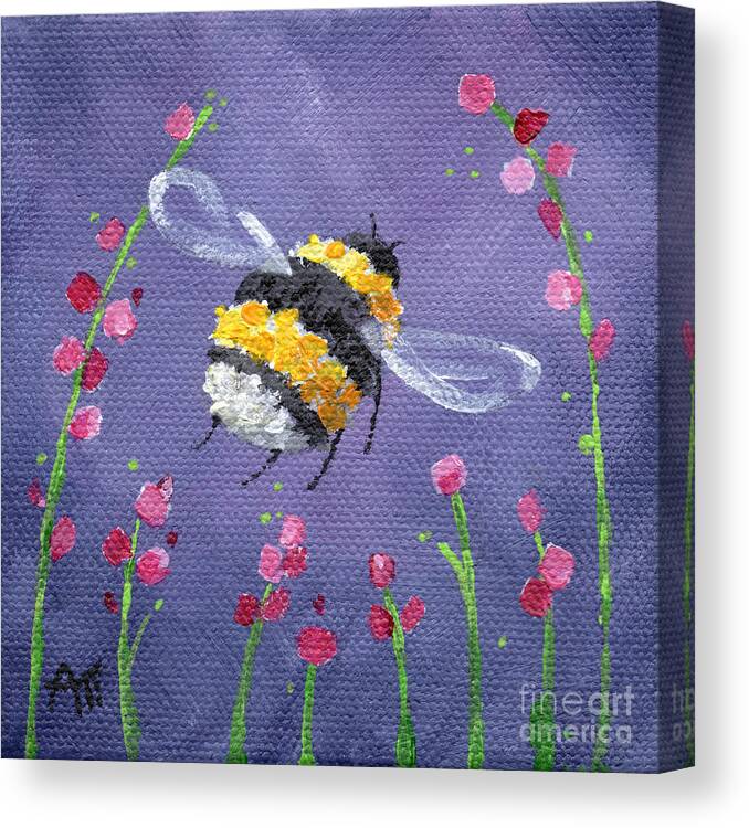 Bee Canvas Print featuring the painting Bee Ballet - Bumblebee Painting by Annie Troe