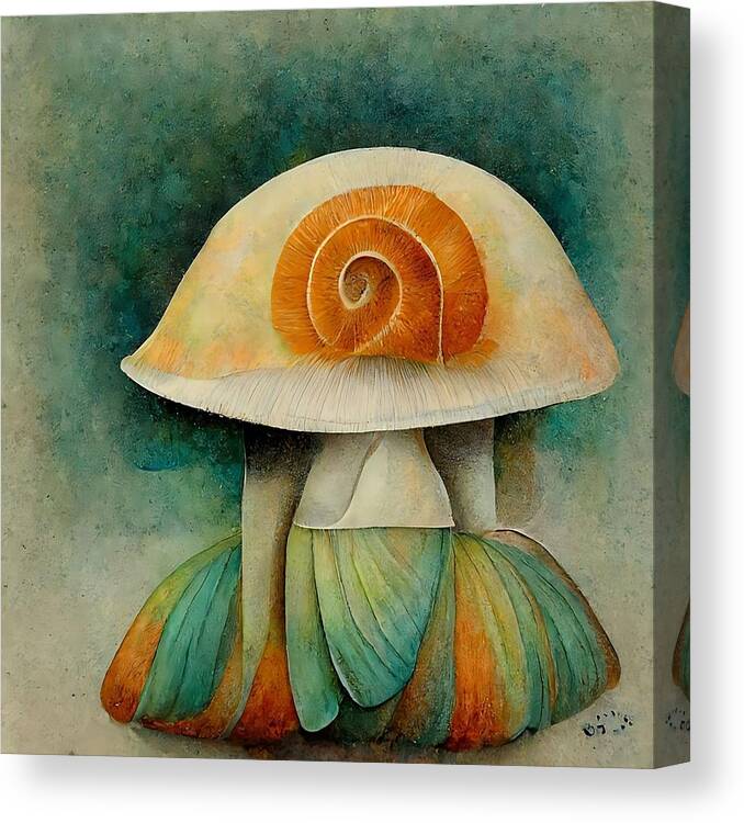 Mushroom Canvas Print featuring the digital art Bell Bottomed Shroom by Vicki Noble