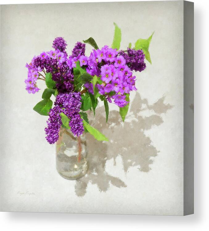 Beautiful Canvas Print featuring the painting Bergenia and Lilac by Roger Snyder