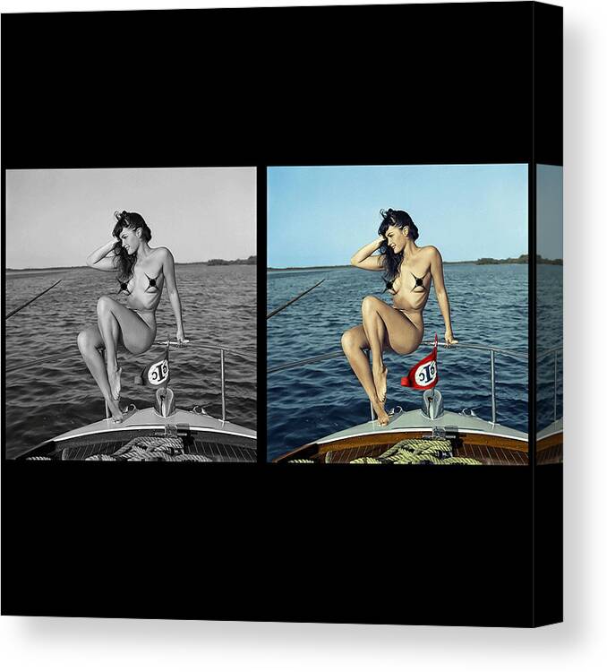Bettiepage Canvas Print featuring the photograph Bettie Page Colorization by Franchi Torres