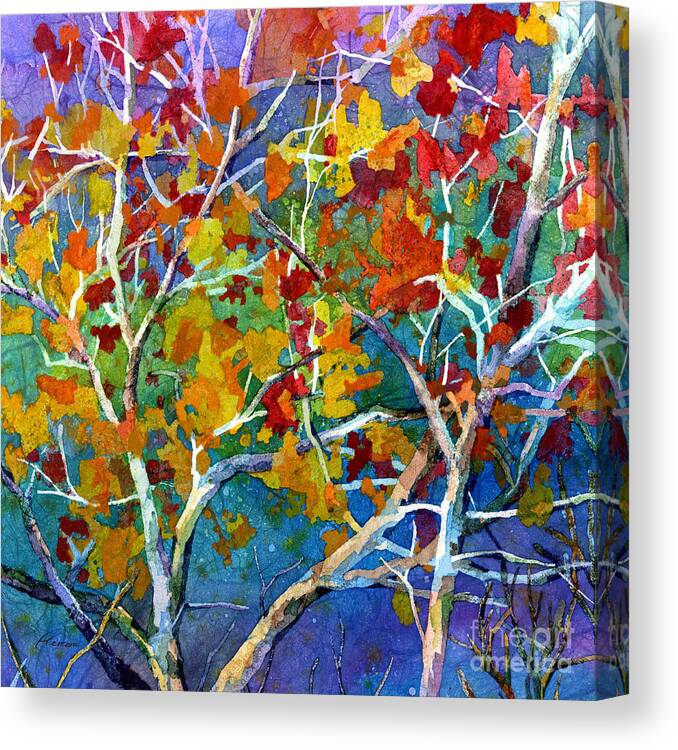 Trees Canvas Print featuring the painting Beyond the Woods - Orange by Hailey E Herrera
