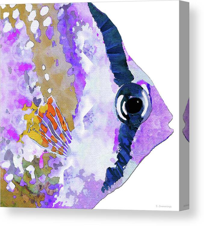 Fish Canvas Print featuring the painting Big Fish Head Art - Sea Lover by Sharon Cummings