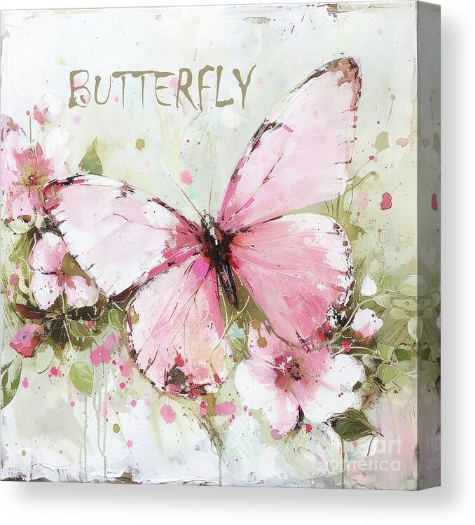 Butterfly Canvas Print featuring the painting Big Pink Butterfly by Tina LeCour