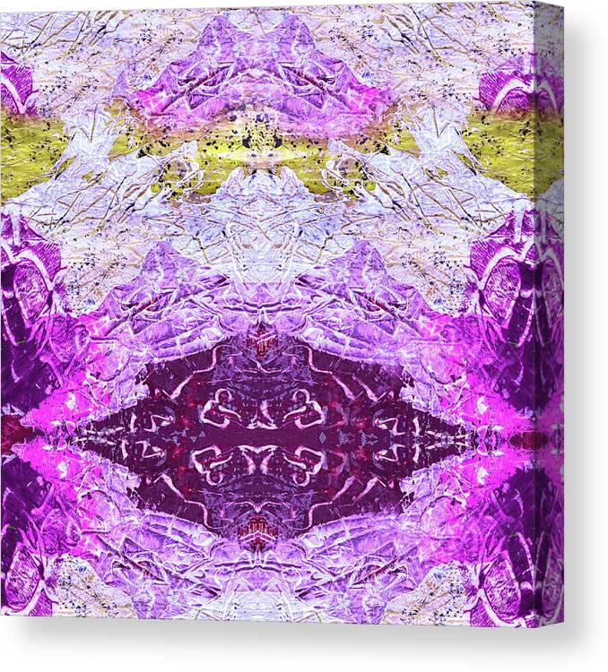 Big Square Abstract Canvas Print featuring the mixed media Big Square Abstract Magenta White and Gold by Lorena Cassady