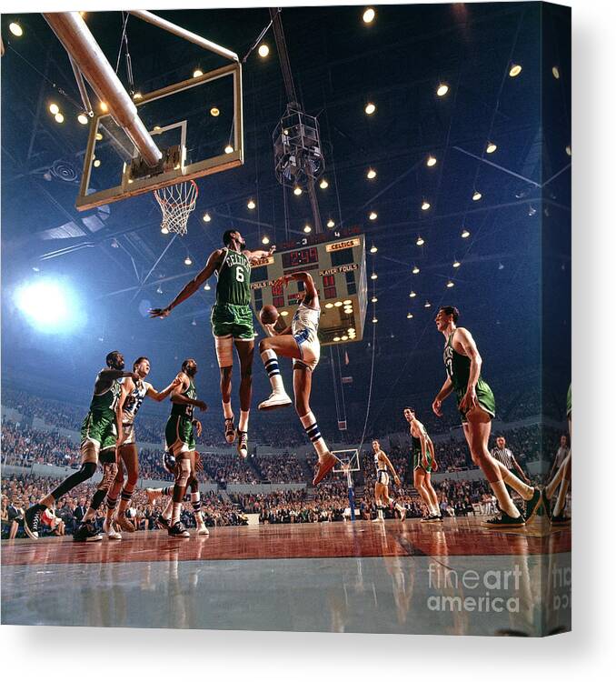 Nba Pro Basketball Canvas Print featuring the photograph Bill Russell by Walter Iooss Jr.