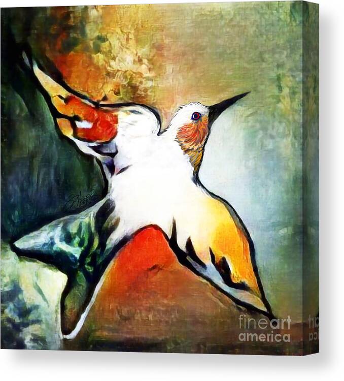 American Art Canvas Print featuring the digital art Bird Flying Solo 009 by Stacey Mayer