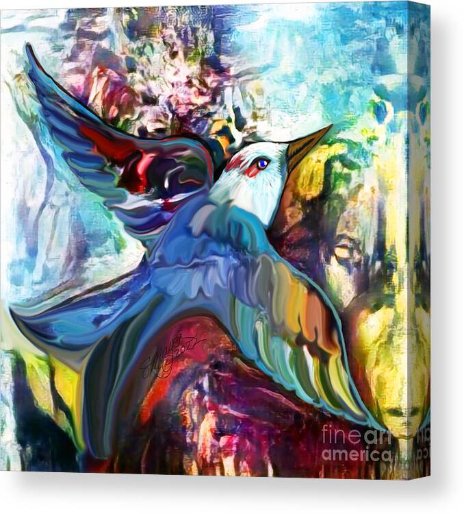 American Art Canvas Print featuring the digital art Bird Flying Solo 012 by Stacey Mayer