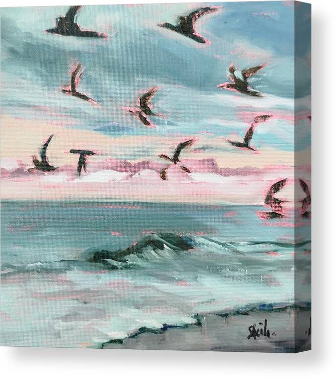 Seascape Canvas Print featuring the painting Taking Flight by Sheila Romard