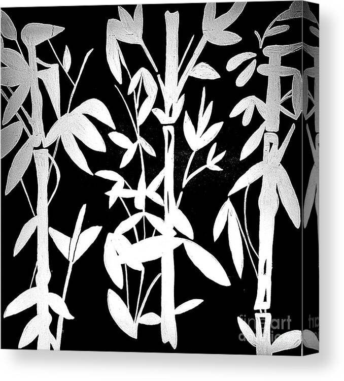 Black And White Canvas Print featuring the painting Black and White Bamboo by Christie Olstad