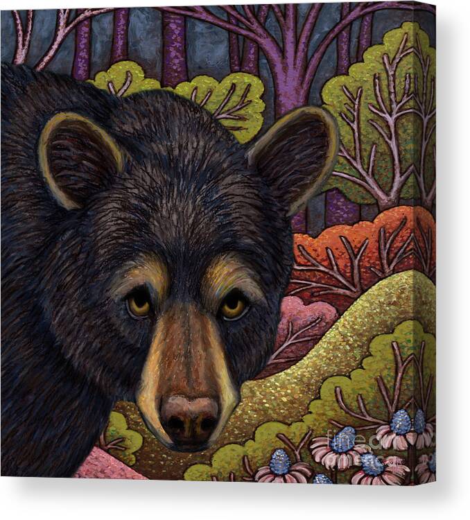 Black Bear Canvas Print featuring the painting Black Bear Journey by Amy E Fraser