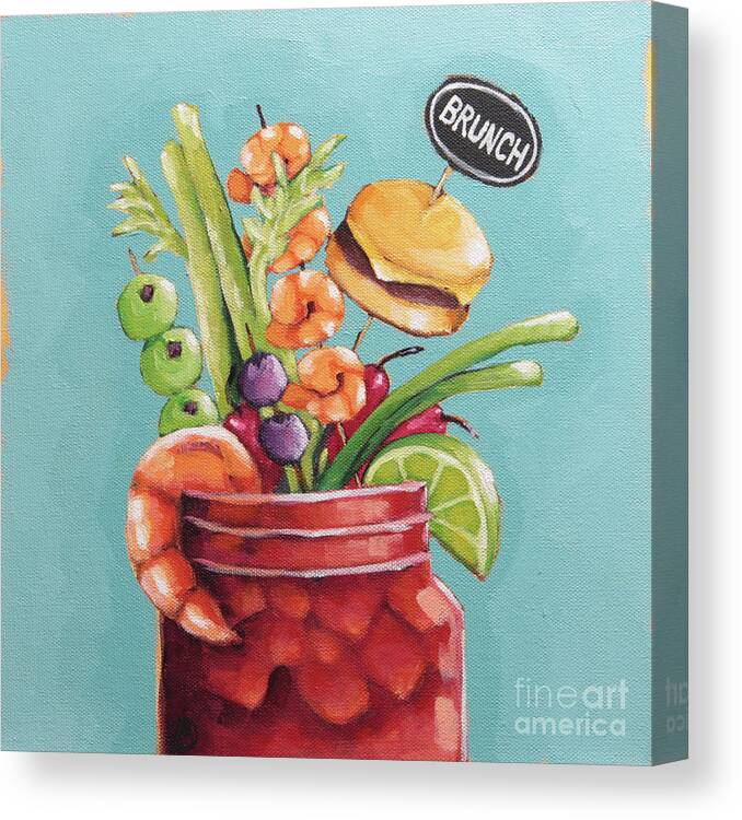Bloody Mary Canvas Print featuring the painting Bloody Mary Brunch by Lucia Stewart