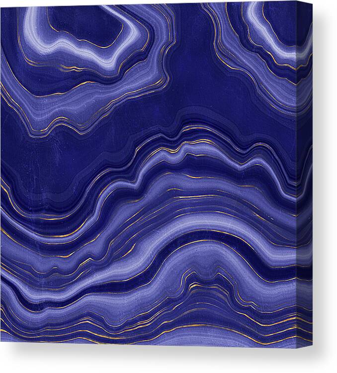 Blue Agate Canvas Print featuring the painting Blue Agate With Gold by Modern Art