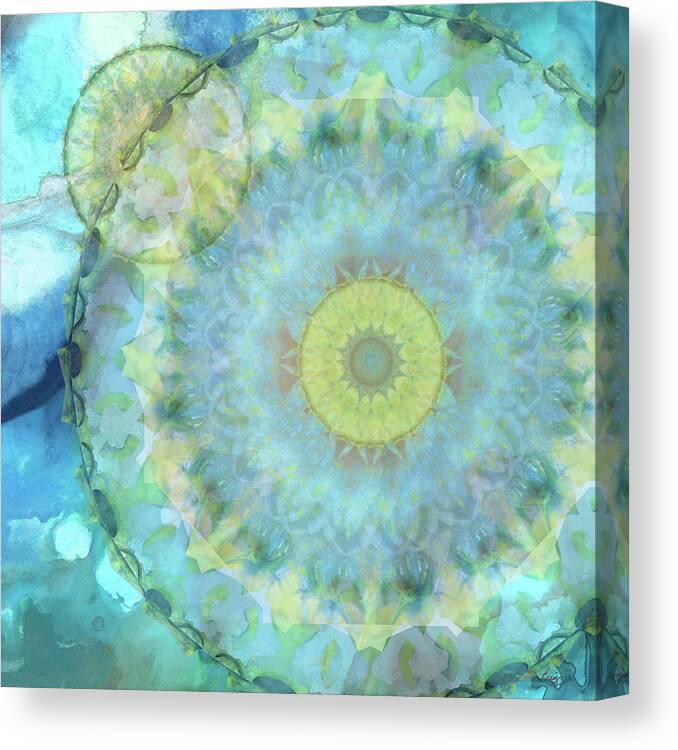 Blue Canvas Print featuring the painting Blue And Yellow Art - Bright Future by Sharon Cummings
