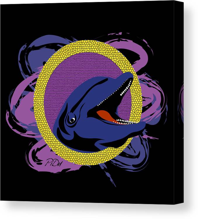 Blue Canvas Print featuring the digital art Blue Dolphin by Piotr Dulski