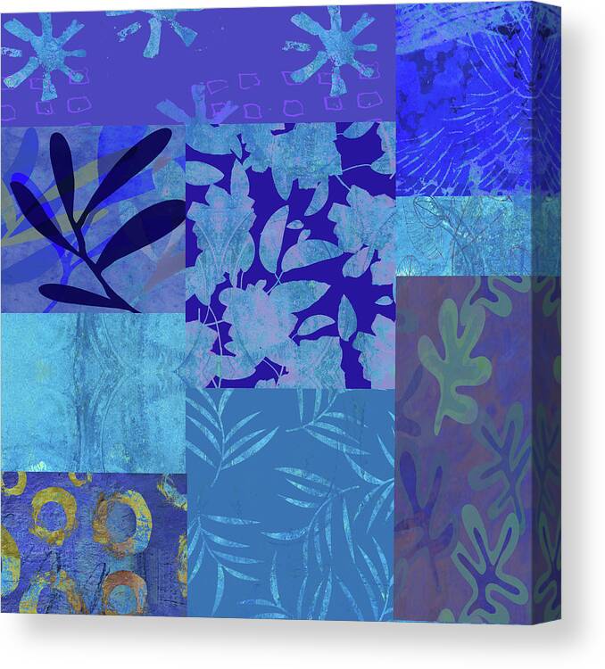 Blue Garden Canvas Print featuring the mixed media Blue Garden Quilt by Nancy Merkle