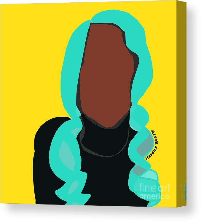 Blue Canvas Print featuring the digital art Blue Hair II by Aisha Isabelle