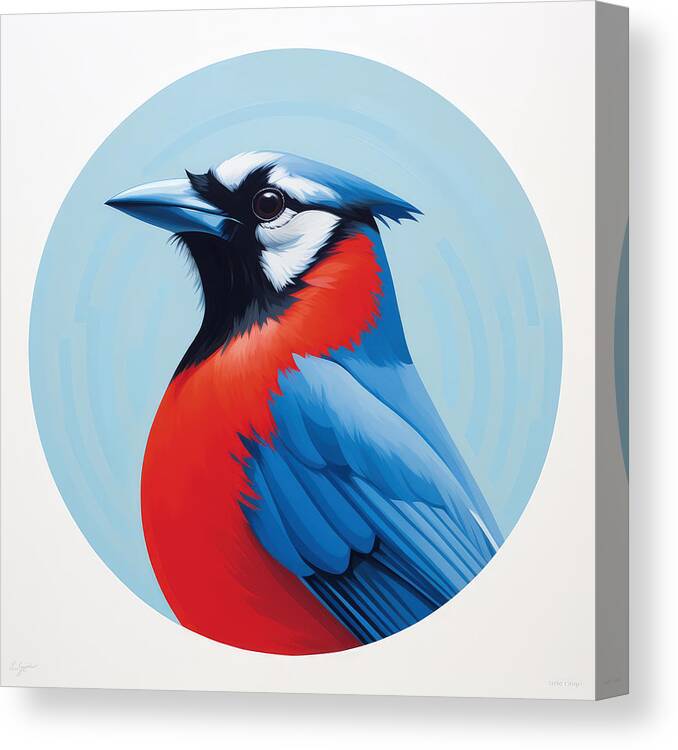 Blue Jay Canvas Print featuring the painting Blue Jay Paintings by Lourry Legarde