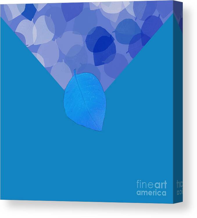 Blue Canvas Print featuring the digital art Blue Leaf Collage Design for Bags by Delynn Addams