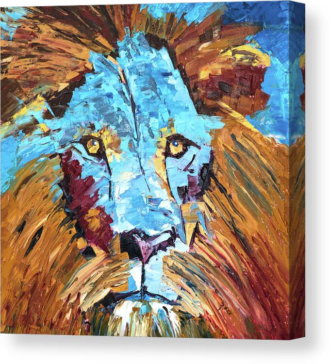 Painting Canvas Print featuring the painting Blue Lion by Mark Ross