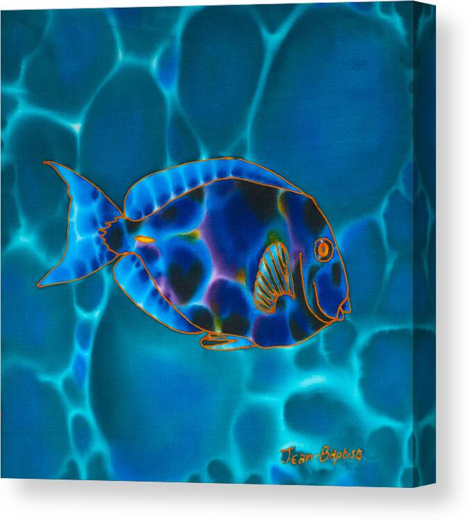 Blue Tang Canvas Print featuring the painting Blue Surgeonfish by Daniel Jean-Baptiste