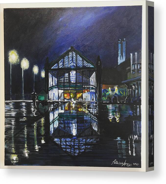#asburypark #asburycasino Canvas Print featuring the painting Boardwalk Reflections by Patricia Arroyo