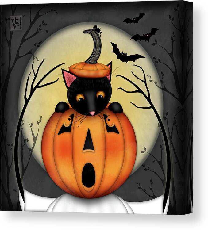 Halloween Canvas Print featuring the digital art Boo Halloween Surprise by Valerie Drake Lesiak