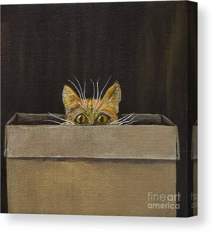 Kitty Canvas Print featuring the painting Box Kitty by Jimmy Chuck Smith