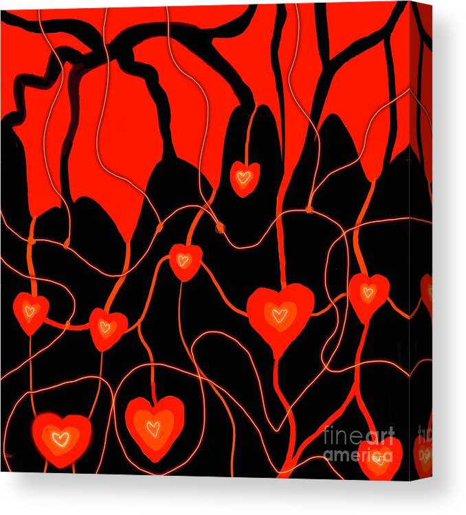 Neurographic Art Canvas Print featuring the digital art Beating hearts by Elaine Hayward