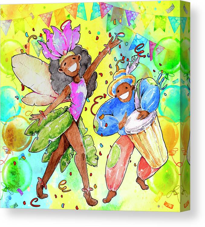 Carnival Canvas Print featuring the painting Brazilian Carnival 03 by Miki De Goodaboom