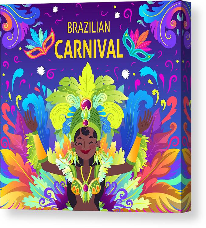 Carnival Canvas Print featuring the painting Brazilian Carnival 10 by Miki De Goodaboom