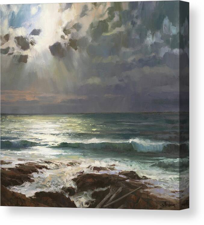 Ocean Canvas Print featuring the painting Breakthrough by Steve Henderson