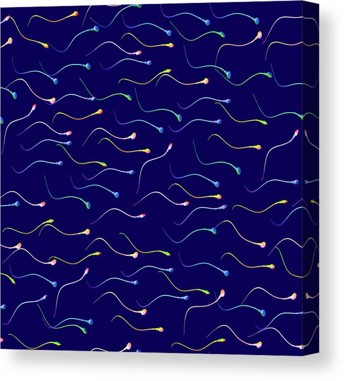 Cells Canvas Print featuring the digital art Bright Sperm by Russell Kightley
