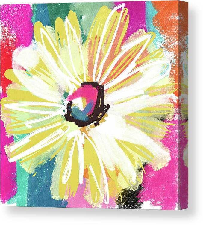 Flower Canvas Print featuring the mixed media Bright Yellow Flower- Art by Linda Woods by Linda Woods