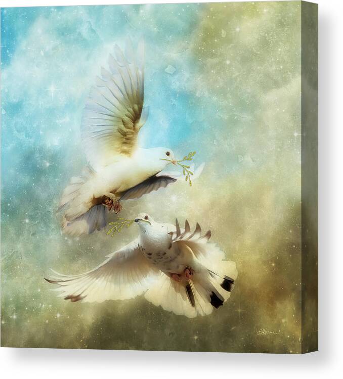 Two Canvas Print featuring the digital art Bringing Peace by Cindy Collier Harris