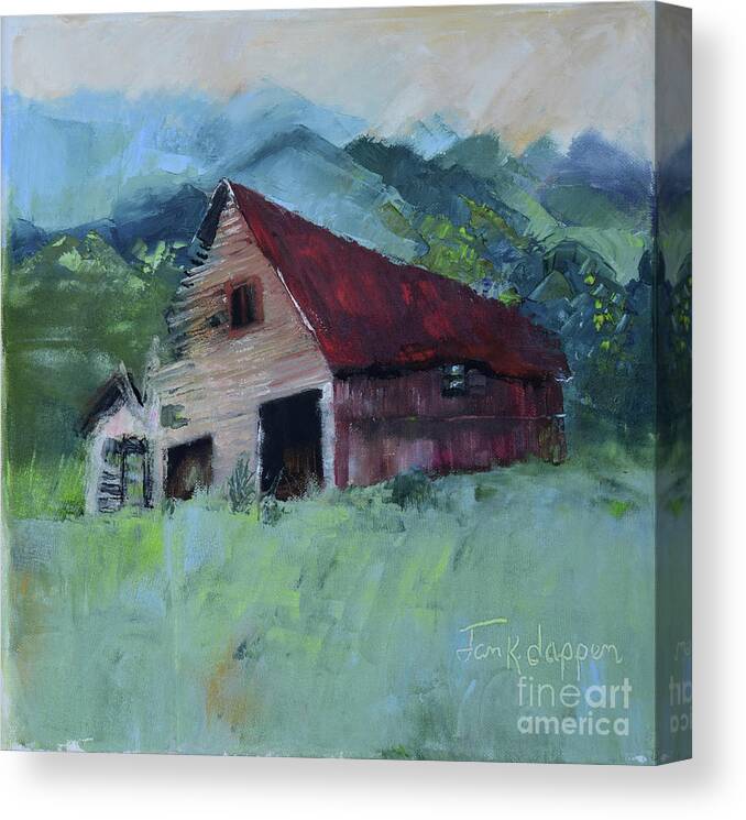 Old Barn Canvas Print featuring the painting Broken Bones Alone by Jan Dappen