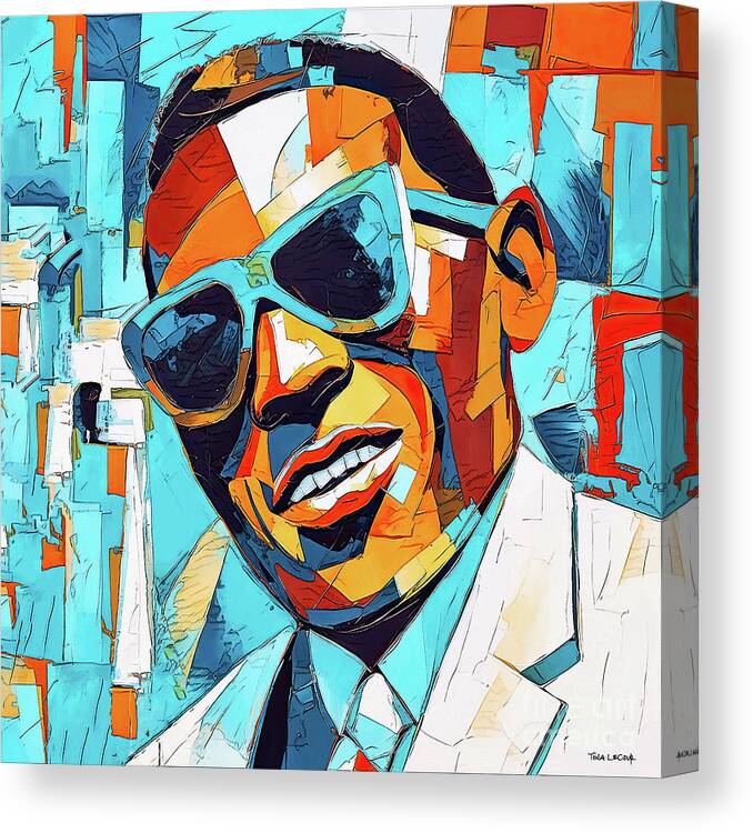 Ray Charles Canvas Print featuring the painting Brother Ray by Tina LeCour