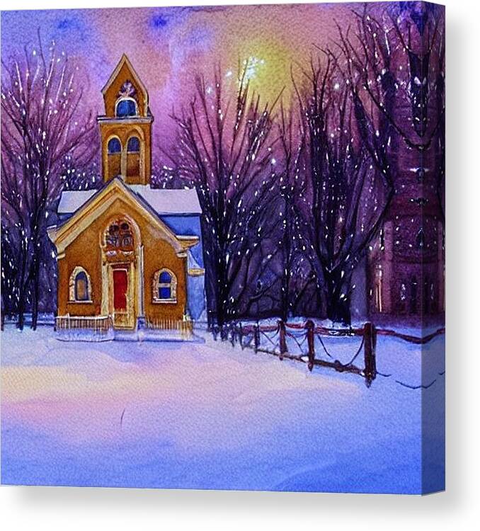 Brownstone Canvas Print featuring the painting Brownstone Church in Rural Pennsylvania by Christopher Lotito