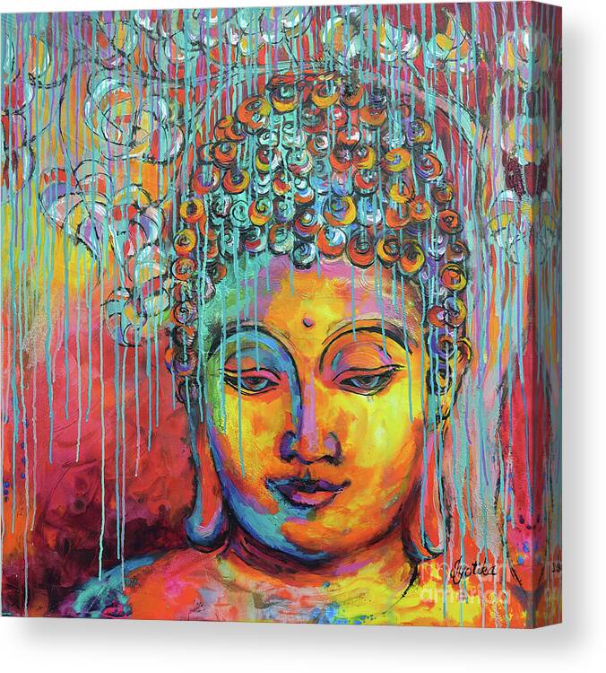  Canvas Print featuring the painting Buddha's Enlightenment by Jyotika Shroff