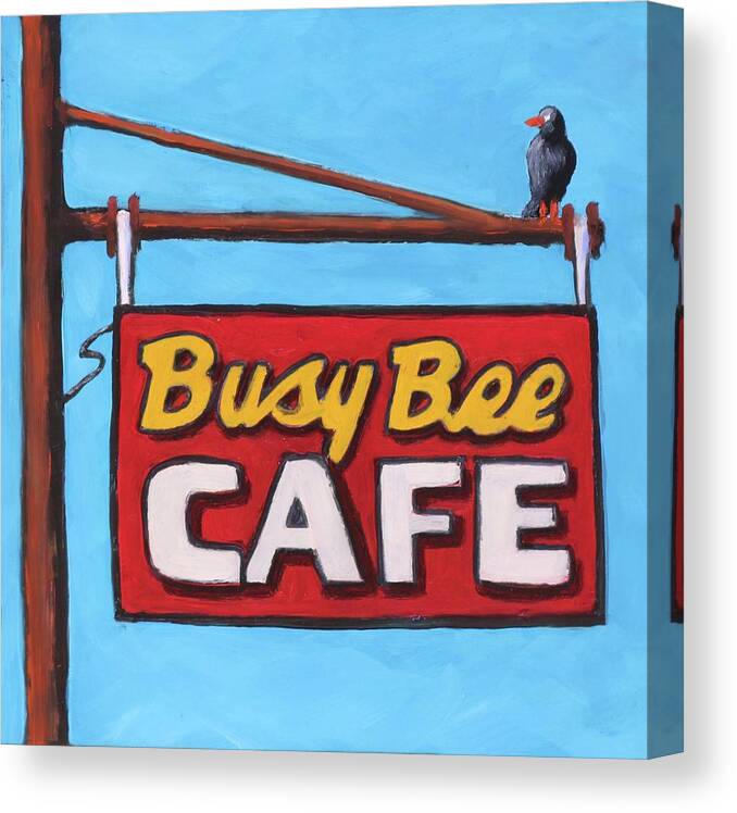 Sign Canvas Print featuring the painting Busy Bee Cafe by Kevin Hughes