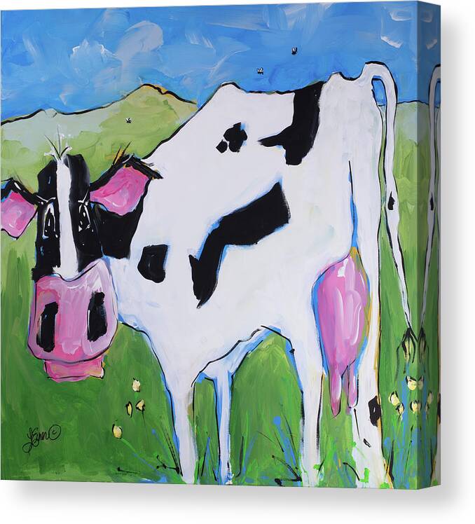 Cow Canvas Print featuring the painting Buzzed by Terri Einer