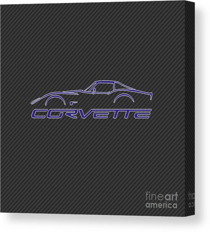 Corvette Canvas Print featuring the drawing C3 Corvette by Darrell Foster