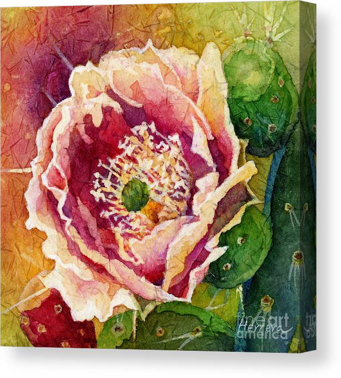 Cactus Canvas Print featuring the painting Cactus Blossom 2 by Hailey E Herrera