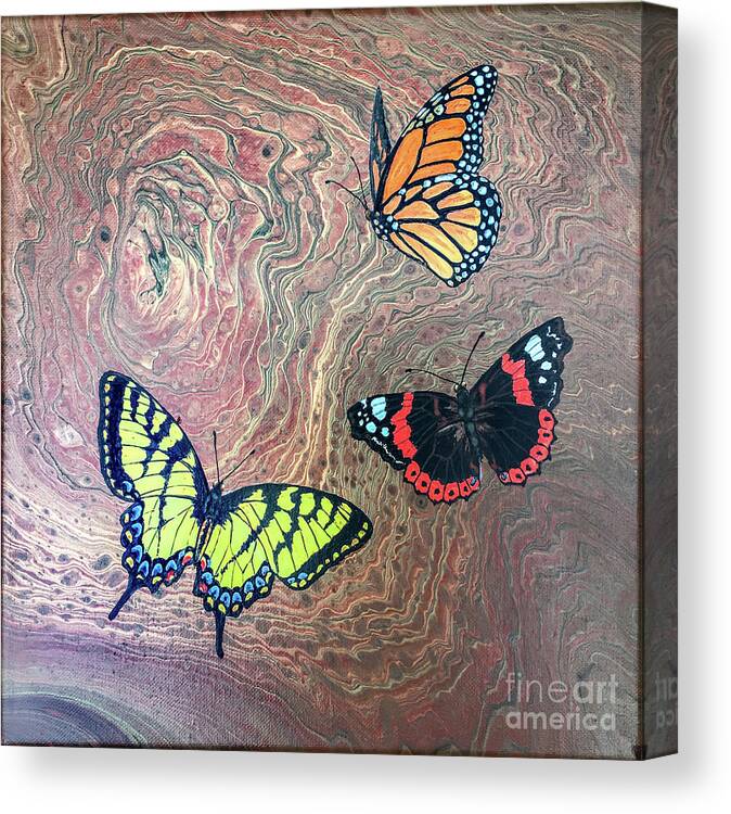 Butterflies Canvas Print featuring the painting California Butterflies by Lucy Arnold