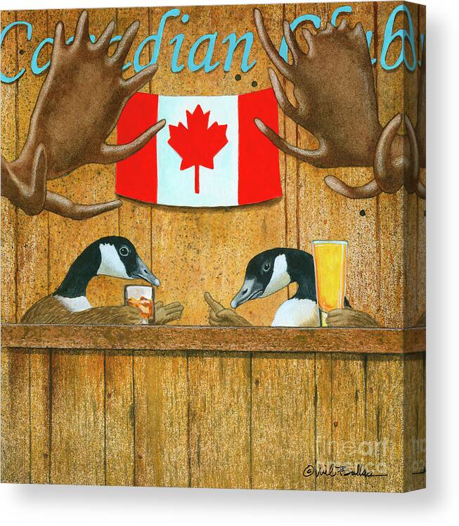 Canada Geese Canvas Print featuring the painting Canadian Club... by Will Bullas