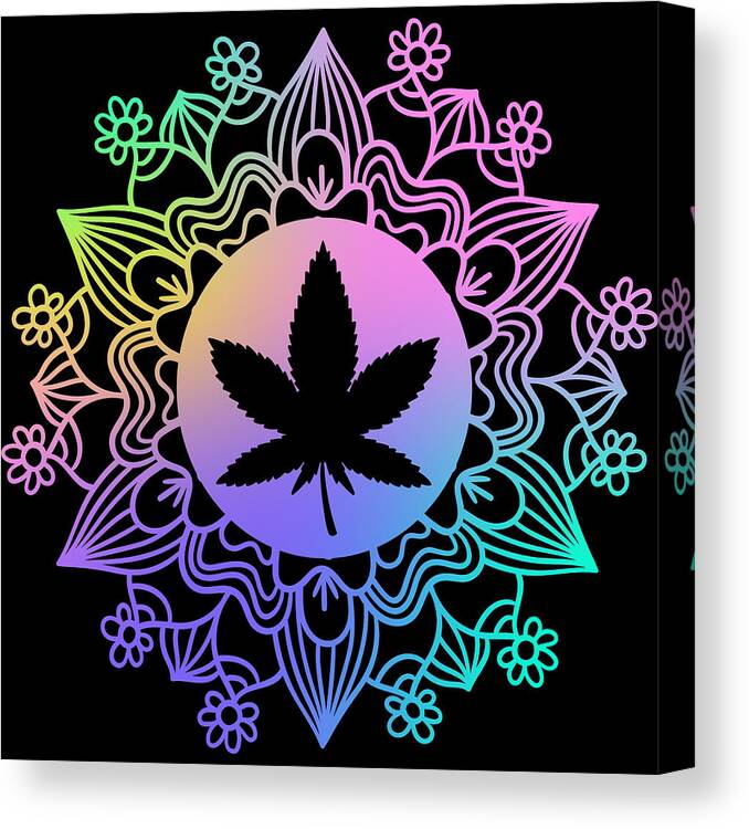 Mandala Canvas Print featuring the digital art Cannabis Mandala by Lisa Pearlman