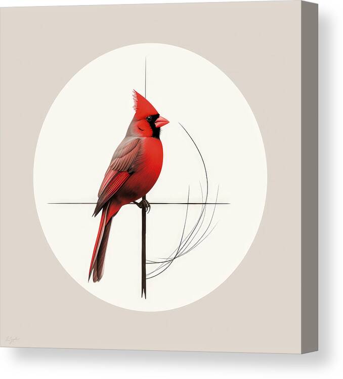 Red Cardinal Canvas Print featuring the painting Cardinal's Canvas by Lourry Legarde
