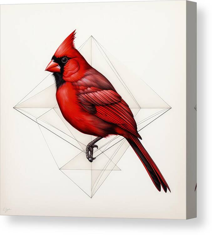 Red Cardinal Canvas Print featuring the painting Cardinal's Codex by Lourry Legarde