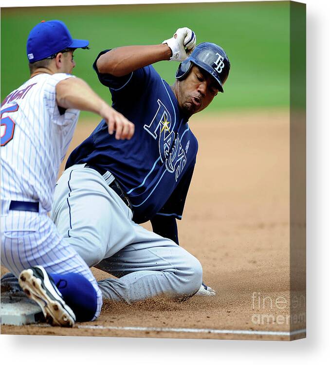 People Canvas Print featuring the photograph Carl Crawford and David Wright by Icon Sports Wire